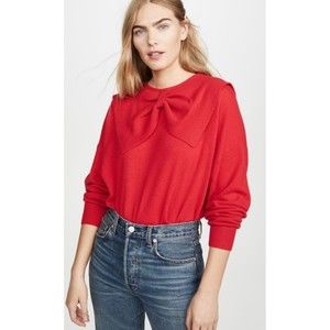 THE GREAT The Bow Cashmere Sweater Poinsettia Red